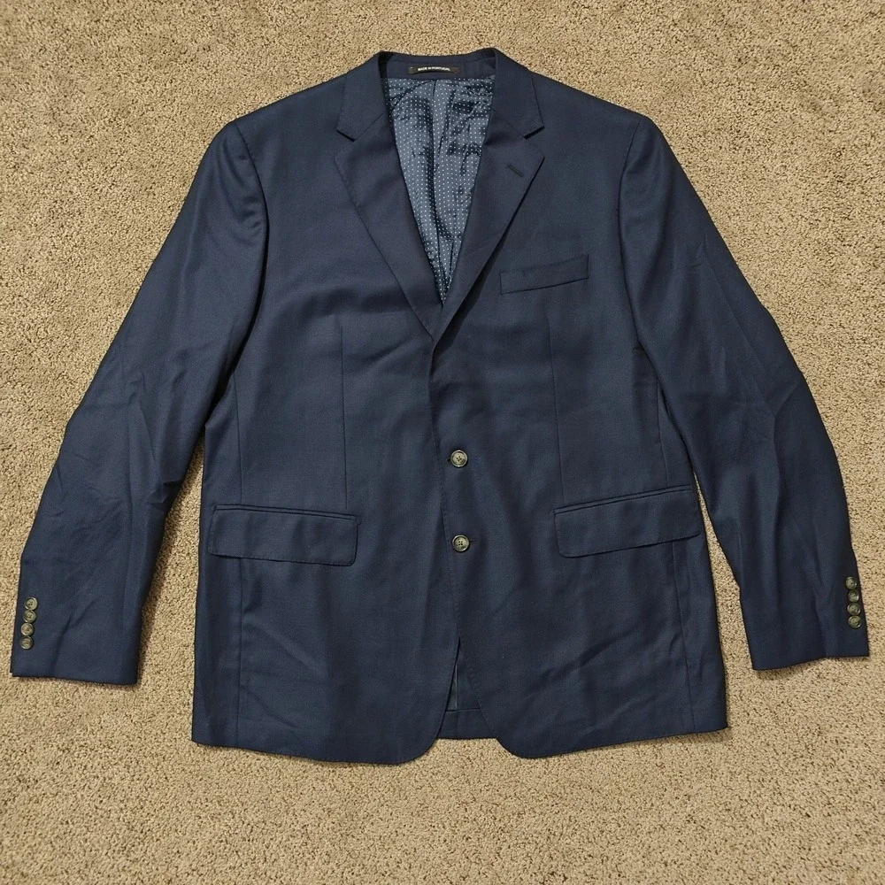 Frank Stella‎ Loro Piana Super 130s Wool Blazer Sport Coat Navy Blue Mens 58L